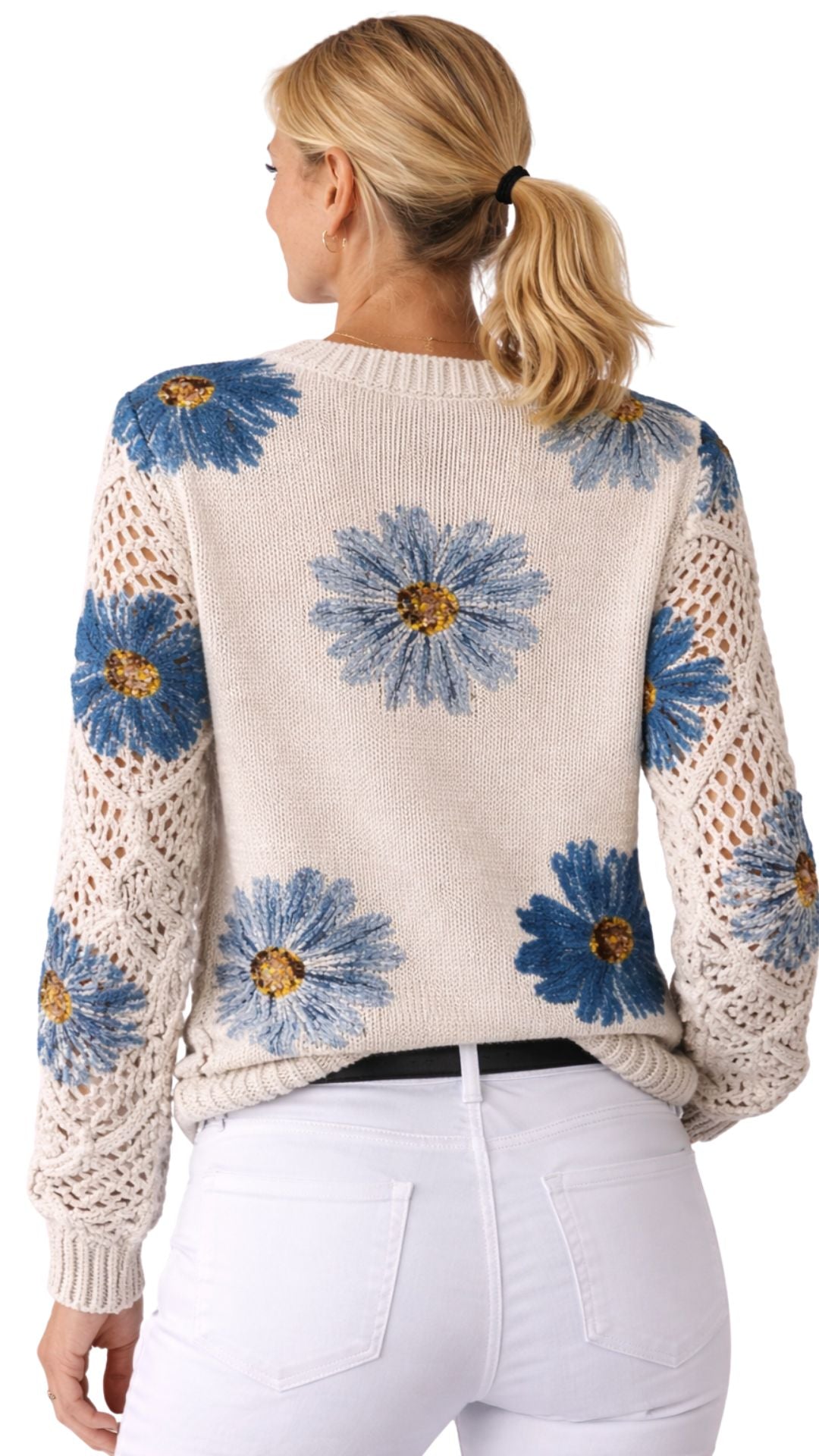 Marianne | Floral V-Neck Knit Sweater for Women